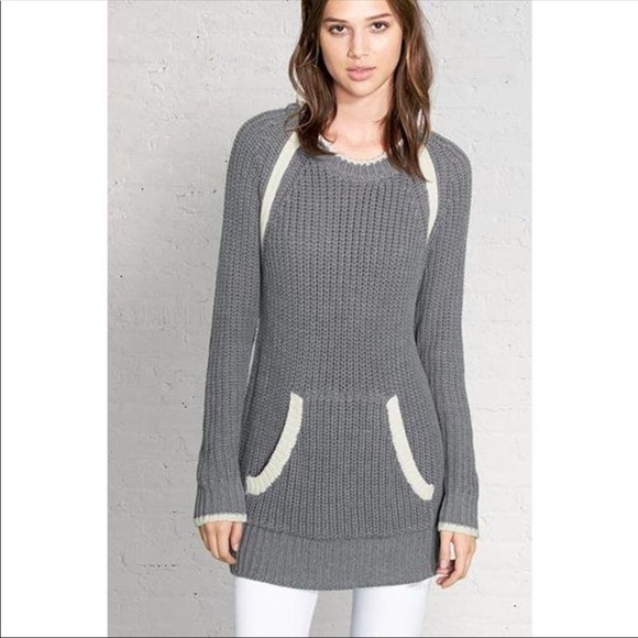 rag & bone/JEAN Camille Tunic Grey Chunky Knit Sweater - Picture 1 of 14